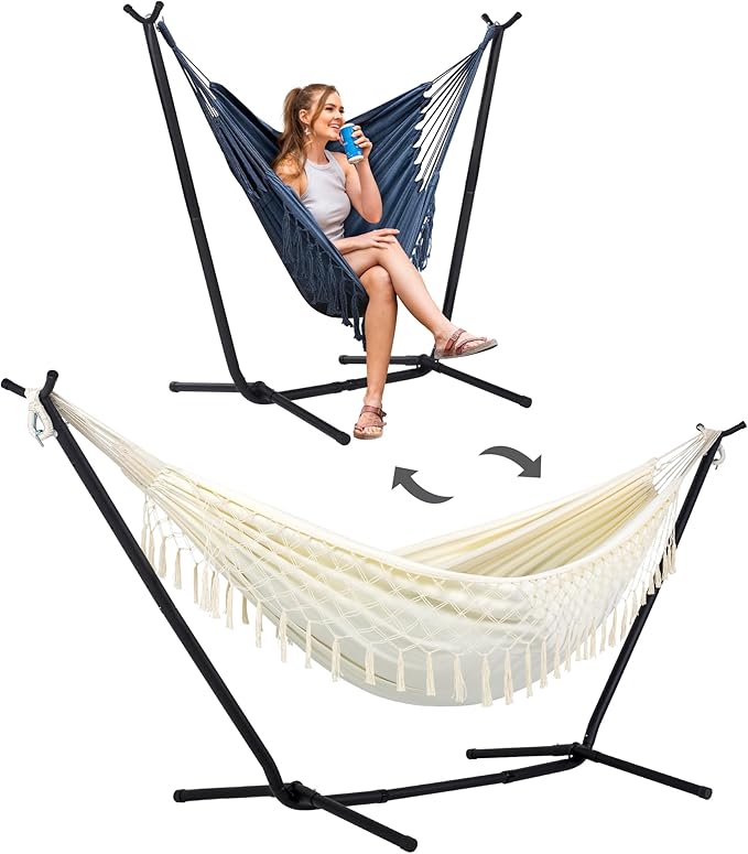 SUNCREAT 2-in-1 Convertible Portable Double Hammock with Stand Included